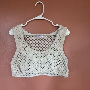 Zara Cream Cropped Cut Out Tank Top